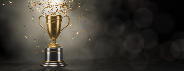 victory. goal achievement concept. first place in a computer game. winner's cup. achievements. best 