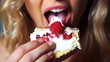 © Svetlana - woman eating a cake with cream extremely closeup