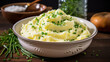 Fluffy mashed potatoes with chives and butter
