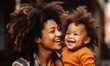 Tender Kiss: African-American Mom and Happy Baby Girl