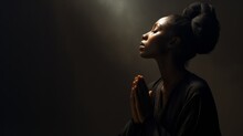 Spiritual Black Woman In Prayer. The Concept Of Deep Faith