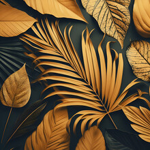 Seamless Abstract Yellow Green Leaves For Tropical Background
