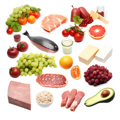 Sticker - 5 food groups on transparent background PNG. The 5 food groups will keep us healthy and strong.
