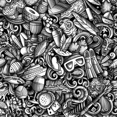 Wall Mural - Cartoon doodles Australia seamless pattern.