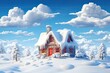 santa claus house on north pole illustration