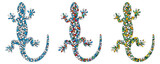 Fototapeta Pokój dzieciecy - Beautiful colourful set of mosaic lizards isolated on white background. Vector illustration
