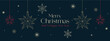 Christmas Banner with Star and Snowflake Decorations on Dark Blue Background. Merry Christmas and Happy New Year Greetings Web Banner Vector Template Illustration.