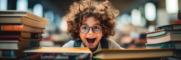 Enthusiastic Kid Immersed in Back to School Adventures, Generative AI