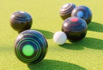 Lawn Bowls On Green Grass