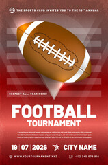 Wall Mural - american football tournament poster template with ball and grungy texture background