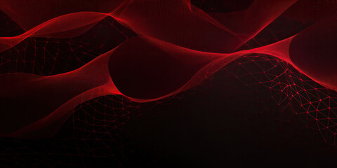 Wall Mural - Abstract red net grid texture on black background