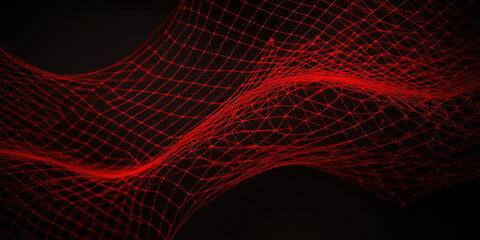 Wall Mural - Abstract red net grid texture on black background