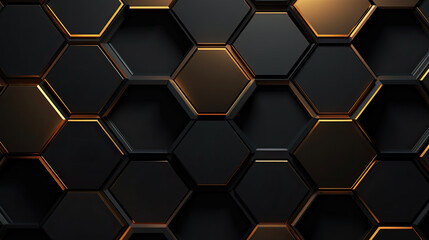 Luxury hexagonal abstract black and gold metal background