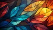 Abstract Kaleidoscope of Stained Glass Leaves in a Vibrant Mosaic of Autumn Hues
