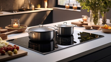 Modern induction cooktop, Sleek design.