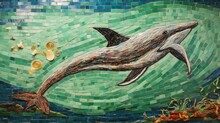 A Dolphin Is Depicted In A Mosaic On The Wall, AI