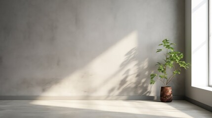 Wall Mural - 3D rendering interior of a potted plant with a natural light and shadow.