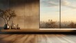 Mur avec fenêtre dans un esprit zen aux couleurs chaude et marron
