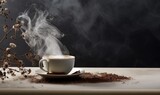 Fototapeta Kuchnia - A Refreshing Cup of Java with Whiffs of Steam Filling the Air