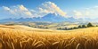 Krajobraz pól uprawnych pszenicy i innych zbóż