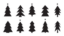 Christmas Trees Icons Black Set. Vector