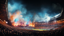 Stadium Alive With Flares And Fans