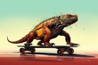 A quadrupedal animal skating smoothly on slick surfaces. Generative AI