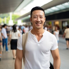 portrait of a asian man at street.