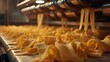A series of shots highlighting the process of making and packaging fresh pasta.Background