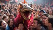 © Marcela Ruty Romero - Celebrating Chinese Dragon New Year in street. AI Generated.