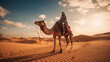 © PrabhjitSingh - Tourist enjoying camel ride in Jaisalmer desert