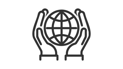 Black outlined vector illustration of two hands holding a globe