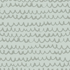 Fototapete - Seamless minimalistic pattern with black hand drawn waves