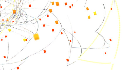Fototapete - Multi color connected lines and dots network 3d illustration