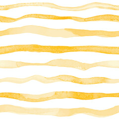 Poster - Seamless hand drawn pattern with yellow watercolor stripes