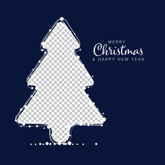 Wall Mural - minimalist christmas flyer/card template with christmas tree frame for the photo