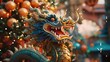 Chinese Dragon New Year background. AI Generated.