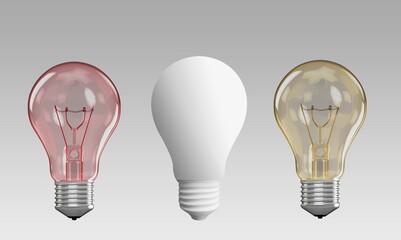 Canvas Print - Set of three colored light bulbs