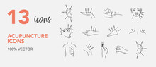 Acupuncture And Needles Vectors Icon, Thin Line Web Icon Set, Vector Illustration