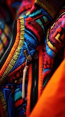 Canvas Print - A colorful jacket with zippers and buttons, AI