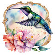 Dekoracyjna ilustracja koliber i kwiaty