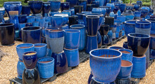 Glossy Ceramic Blue Flower Pots And Plant Pots.