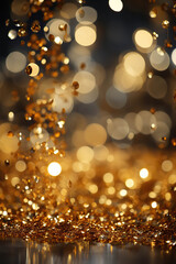 Wall Mural - Festive Extravagance: Golden Bubbles and Glitter,golden background,background with bokeh