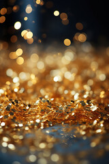 Wall Mural - Festive Extravagance: Golden Bubbles and Glitter,golden background,background with bokeh