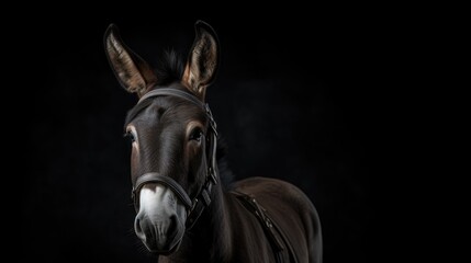 Wall Mural -  a close up of a brown horse with a white stripe on it's face and a black background with a black background.  generative ai