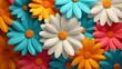 A close up of a bunch of colorful flowers