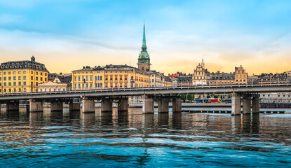 Poster - View of Gamla Stan in Stockholm, Sweden. Bridge over the river.