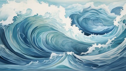 Wall Mural - a wavy background in contrasting warm and cool tones, forming intricate patterns that mimic the natural flow of ocean waves, bringing a sense of harmony and balance.