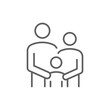 Family icon. Simple outline style. Parents and child, father, mother, kid, couple, together concept. Thin line symbol. Vector illustration isolated. Editable stroke.