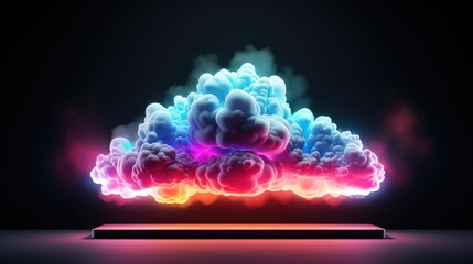 Abstract colorful glowing cloud. Cloud computing technology concept. Futuristic illustration